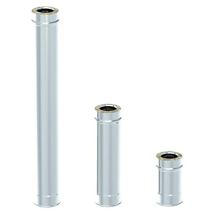 Tubo para estufa de doble pared (Ø x L: 150 mm x 1 m, Cromado, Plateado) |