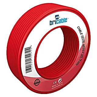 Bricable Cable textil Deco (H03VV-F2x0,75, Rojo, 5 m)