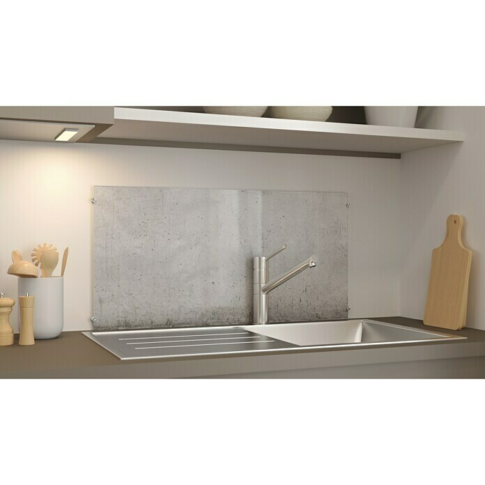 CUCINE Küchenrückwand (Cracked Concrete, 80 x 40 cm, Stärke: 6 mm, Einscheibensicherheitsglas (ESG))