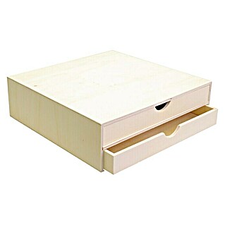 Artemio Caja de madera Organizadora (34,5 x 34 x 10 cm, Natural/marrón claro)