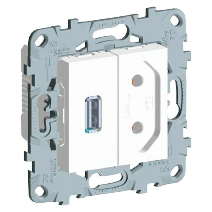 Schneider Electric New Unica Enchufe con USB (Blanco polar, Plástico)