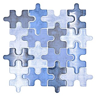 Mosaikfliese Puzzle Crystal Mix XCM PT01B (29,8 x 29,8 cm, Blau, Glänzend)