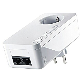 Devolo Netzwerkadapter LAN Komfort (1 Stk., 1 x Schukostecker (Typ F), 1 x Schukobuchse (Typ F), 2 x RJ45-Buchse, Weiß)