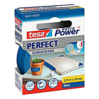 Tesa Extra Power Gewebeband PERFECT (Blau, 2,75 m x 19 mm)