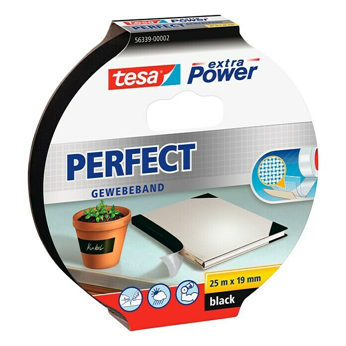 tesa extra Power Gewebeband Perfect 2,75 m x 19 mm weiß  Powerband 