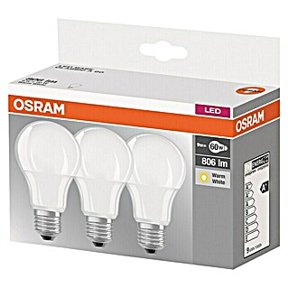 Osram LED-Leuchtmittel Classic A60 (3 Stk., 9 W, E27, Warmweiß, Energieeffizienzklasse: F)