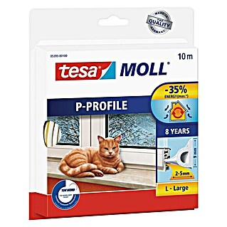 Tesa MOLL P-Profildichtung (Weiß, 10 m x 9 mm x 5,5 mm, Geeignet für: Spaltenbreiten 2 - 5 mm)