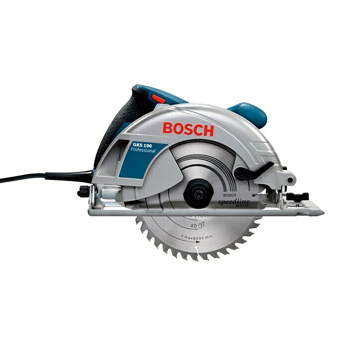 Bosch Professional Handkreissäge GKS 190 (1.400 W, Sägeblatt: Ø 190 mm, Leerlaufdrehzahl: 5.500 U/min)