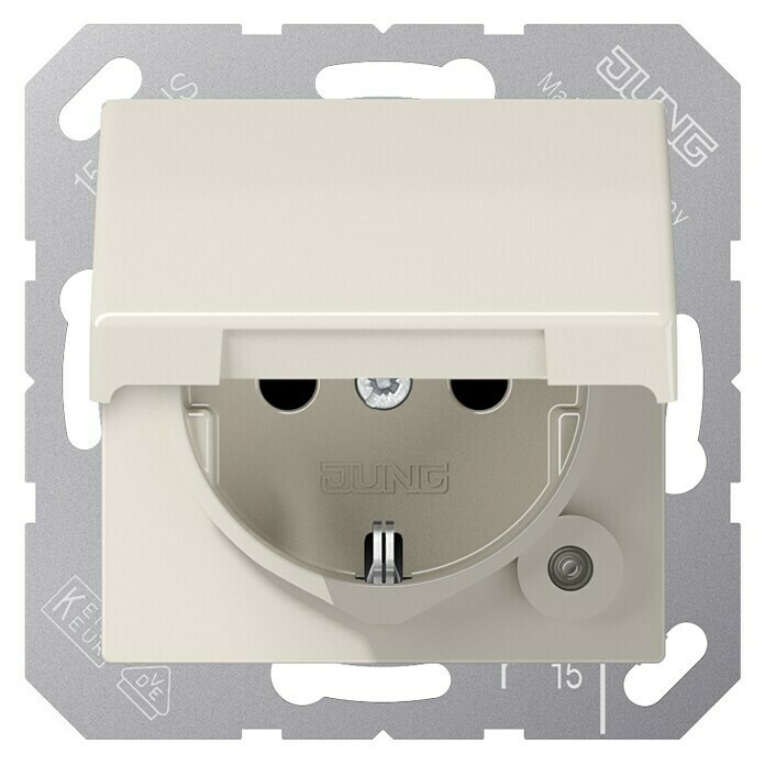 Jung AS 500 Steckdose mit Klappdeckel (Weiß, Kunststoff, IP20, Unterputz)