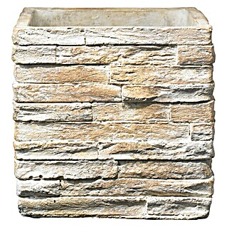 SK Latina Übertopf eckig Stonewall (Außenmaß (L x B x H): 21 x 21 x 21 cm, Keramik, Steinbeige, Steinoptik)