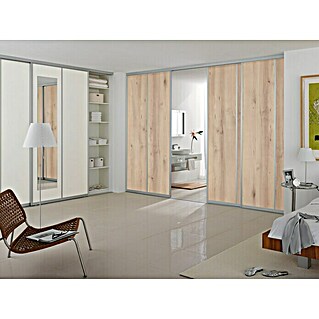 Room Plaza Easy Schiebetür-Bau-Set Room Plaza (Buche Naturwuchs/Ahorn Naturwuchs, Profilfarbe: Silber)