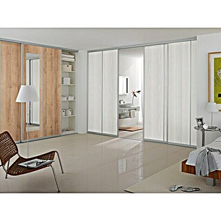 Room Plaza Easy Schiebetür-Bau-Set Room Plaza (Eiche Country/Pinie White, Profilfarbe: Silber)