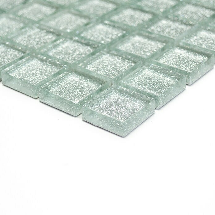 Mosaikfliese Quadrat Crystal Uni XCM 8SB8 (32,7 x 30,2 cm, Silber, Glänzend)