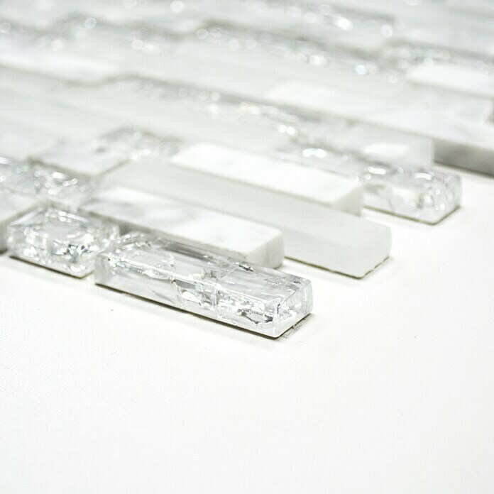 Mozaïektegel Verband Crystal Mix XIC V1311 (29,8 x 30,5 cm, Wit, Glanzend)