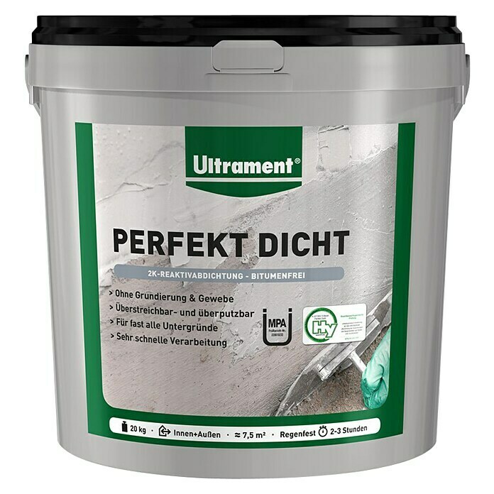 Ultrament Reaktivabdichtung Perfekt Dicht (20 kg, 2-komponentig, Bitumenfrei)