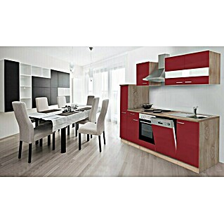 Respekta Küchenzeile KB250ESR (Breite: 250 cm, Mit Elektrogeräten, Rot)