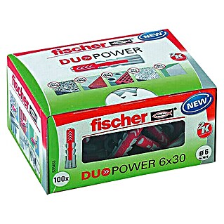Fischer Asortiman tipli Duopower (Promjer tiple: 6 mm, Duljina tiple: 30 mm, 100 kom, S rubom, Svi građevni materijali)