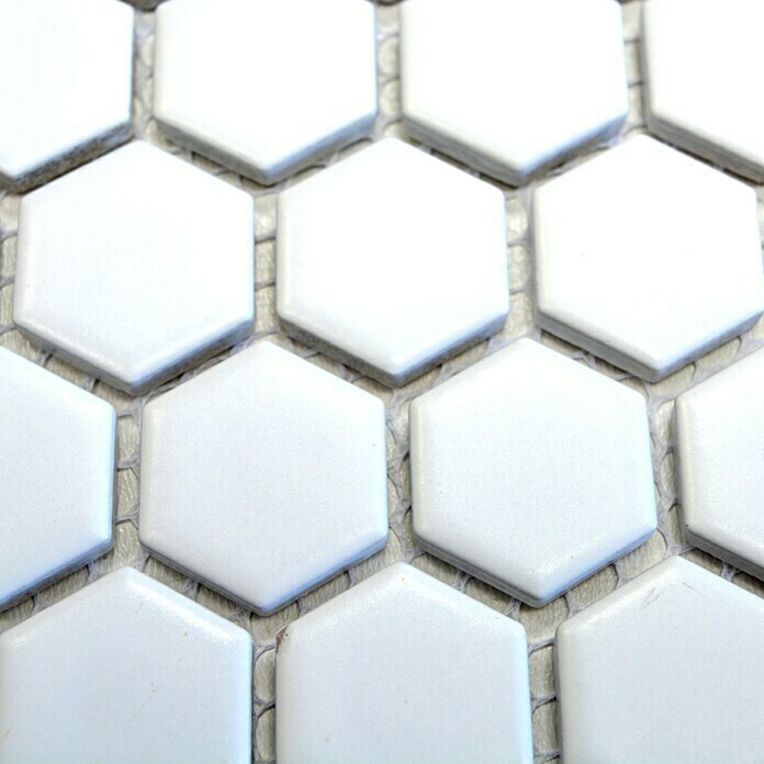 Mozaïektegel Zeshoek Uni HX 055 (26 x 30 cm, Wit, Mat)