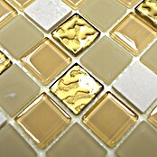 Selbstklebemosaik Quadrat Crystal Mix SAM 4M362 (30 x 30 cm, Weiß/Gold, Glänzend)