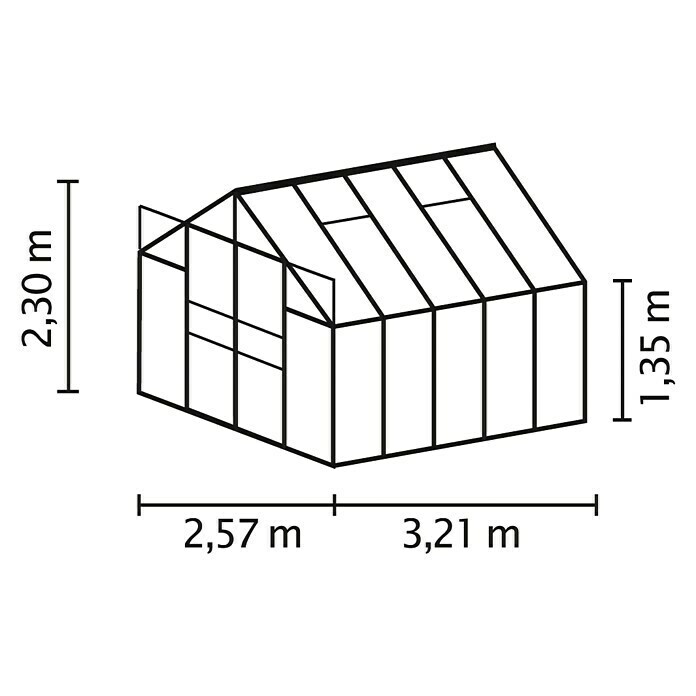 Vitavia Gewächshaus Mars 8300 Plus (3,21 x 2,57 x 2,3 m, Farbe: Anthrazit, Polycarbonat, 4 mm)