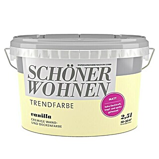 SCHÖNER WOHNEN-Farbe Wandfarbe Trendfarbe (Vanilla, 2,5 l, Matt, Konservierungsmittelfrei)