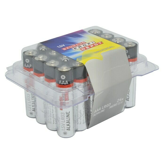 Profi Depot Batterie Micro AAA (Micro AAA, Alkali-Mangan, 1,5 V, 24 Stk.)