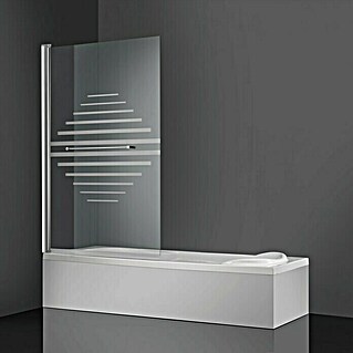 Mampara para bañera Mao (1 pieza, 93 x 150 cm, Vidrio serigrafiado)