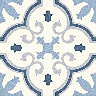 Feinsteinzeugfliese Vintage Montecarlo (25 x 25 cm, Weiß/Blau/Grau, Matt)