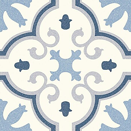 Feinsteinzeugfliese Vintage Montecarlo (25 x 25 cm, Weiß/Blau/Grau, Matt)