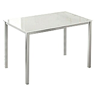 Mesa Agata (L x An: 100 x 60 cm, Material del tablero de la mesa: Vidrio, Blanco)