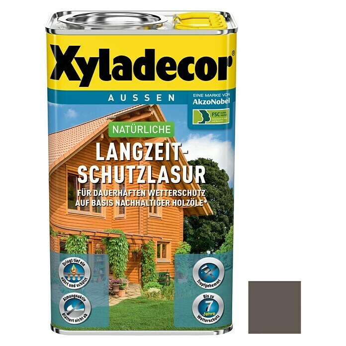 Xyladecor Langzeitschutz-Holzlasur Natürlich (Nussbaum, 750 ml, Seidenglänzend, Materialbasis: Holzöl)