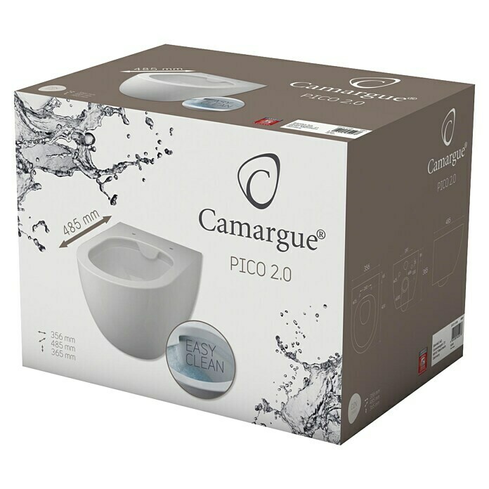 Camargue Zidna WC školjka sa automatskim čišćenjem, bez WC daske Pico 2.0 (Dubinsko ispiranje, Bijelo)