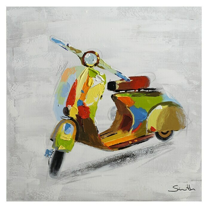 Cuadro pintado a mano Dipinto Colorful motorbike 