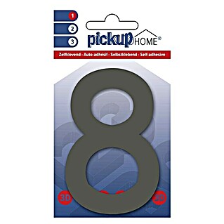 Pickup 3D Home Número (Altura: 10 cm, Motivo: 8, Gris, Plástico, Autoadhesivo)