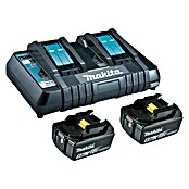 Makita Akku & Ladegerät Power Source Kit mit Doppelladegerät (18 V, 5 Ah, 2 Akkus)