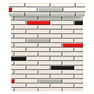 AS Creation Black & White 4 Strukturtapete Klinker (Rot/Weiß, Fliesenoptik, Reliefstruktur, 10,05 x 0,53 m)