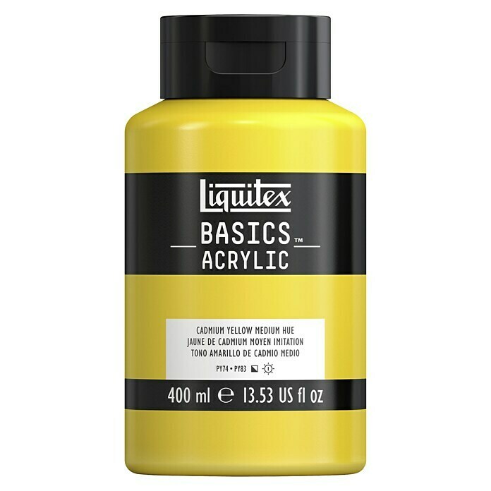 Liquitex Basics Acrylfarbe (Kadmiumgelb mittel, 400 ml, Flasche)