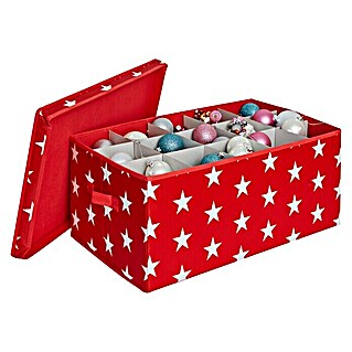 Aufbewahrungsbox für Weihnachtskugeln (L x B x H: 56 x 36 x 25 cm, Geeignet für: Christbaumschmuck, Polyester, Rot)