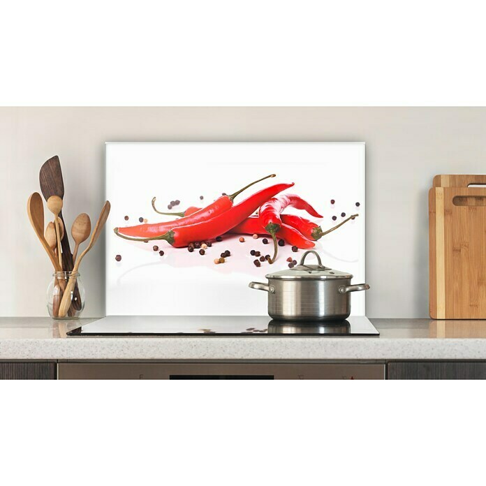 CUCINE Küchenrückwand (Fiery Chili & Pepper, 60 x 40 cm, Stärke: 6 mm, Einscheibensicherheitsglas (ESG))