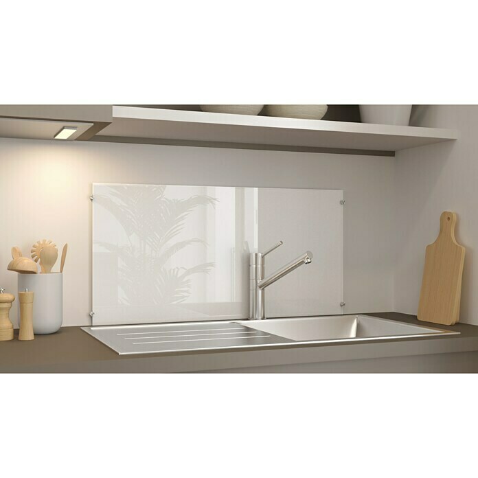 Glasrückwand Küchenrückwand Wandverkleidung Spritzschutz weiß schwarz ESG Küche 