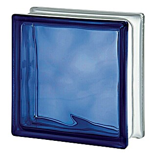 Glasblok Basic (Blauw, Structuur: Wolk, Vierkant)