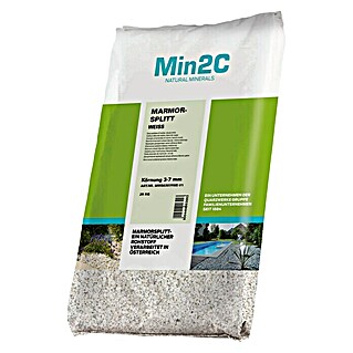Min2C Bruchsteine (Körnung: 3 mm - 7 mm, Weiß, 25 kg)