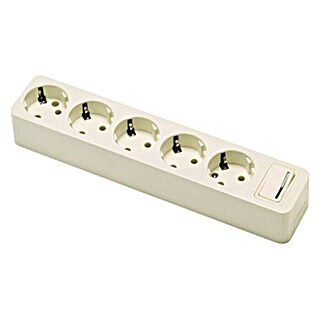 Famatel Base de enchufe múltiple con interruptor (Número de enchufes Schuko: 5 ud., Blanco)