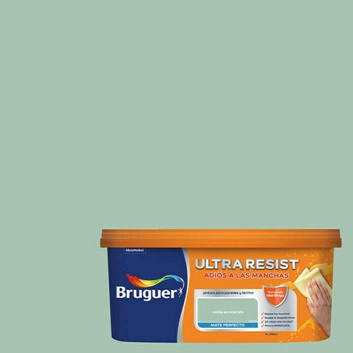 Bruguer Ultra Resist Pintura para paredes verde envejecido (4 l, Mate)