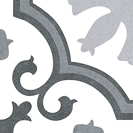 Feinsteinzeugfliese Vintage Lacour (25 x 25 cm, Schwarz/Grau/Weiß, Matt)