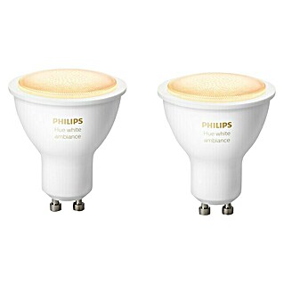 Philips Hue LED-Leuchtmittel-Set White Ambiance (GU10, 5 W, Einstellbare Farbtemperatur, Dimmbar, Gesamtstückzahl: 2)