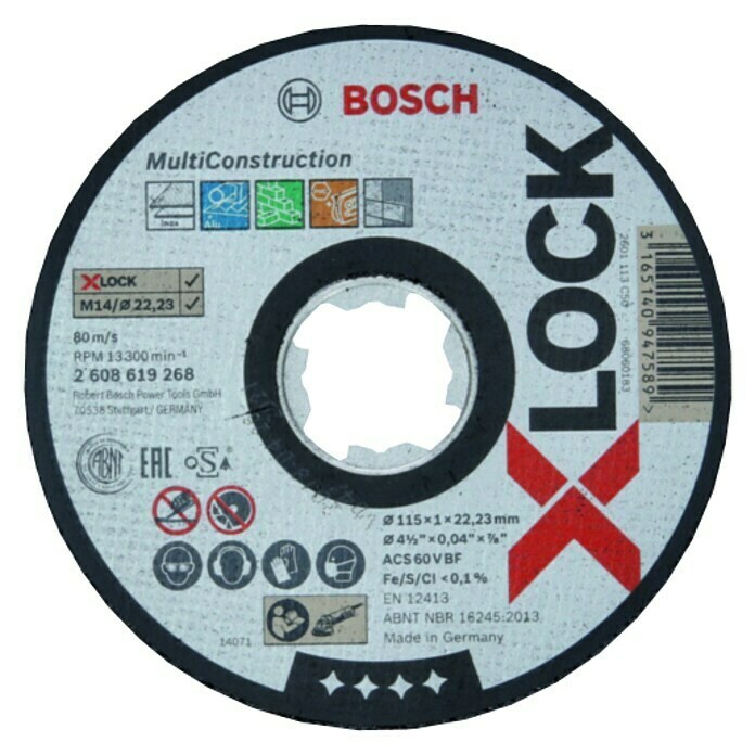 Bosch Professional X-Lock Disco de corte Multi Construction (Diámetro disco: 115 mm, Espesor disco: 1 mm, Específico para: Piedra)