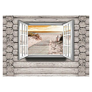 Fototapete Fenster-Strand (B x H: 416 x 254 cm, Vlies)