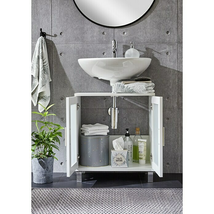 Riva Mueble de lavabo (33 x 57 x 63 cm, Blanco, Mate)