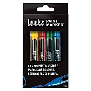 Liquitex Professional Marker-Set Paint Marker (6 Stk., Mehrfarbig, 2 mm, Rundspitze)